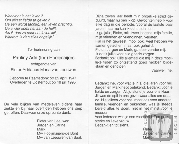hooijmaijers.p.a 1947-1995 leeuwen.van.p.a.m