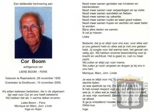 boom.cor 1935-2005 fens.lieke a.b.