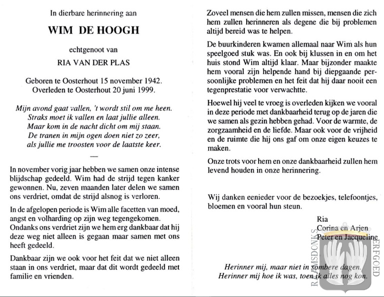 hoogh.de.w. 1942-1999 plas.van.der.r. b.