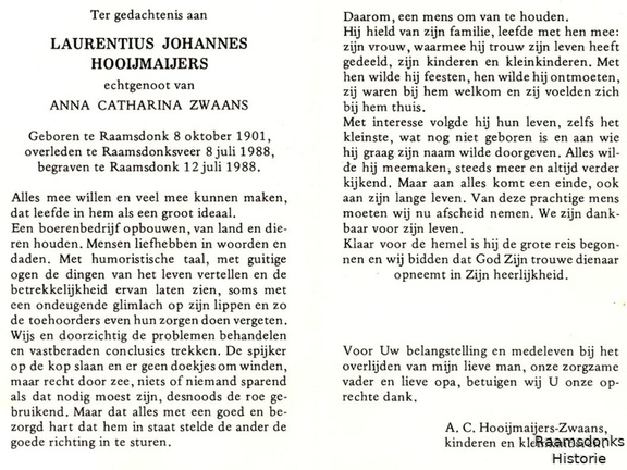 hooijmaijers.lauw.j. 1901-1988 zwaans.anna.c. b.