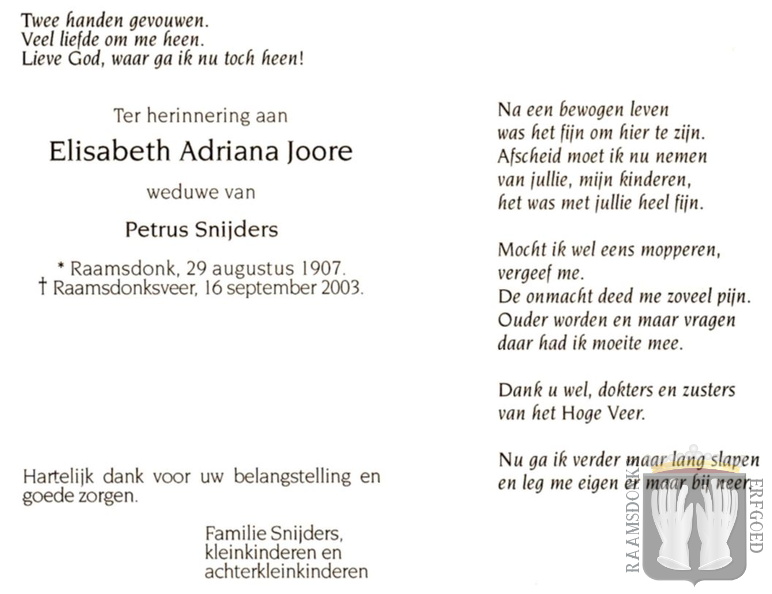 joore..e.a. 1907-2003 snijders.p. b.