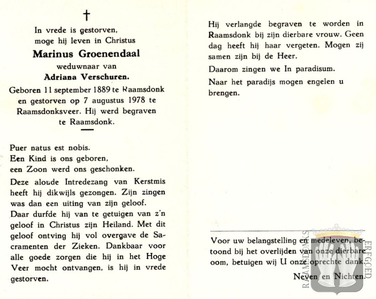 groenendaal.m. 1889-1978 verschuren.a. b