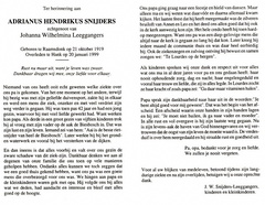 snijders.a.h. 1919-1999 leeggangers.j.w. b