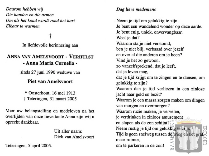 verhulst.anna. 1913-2005 amelsvoort.van.piet. b.